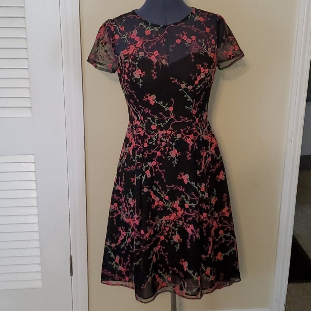 Adrianna Papell Embroidered Floral Desss - Picture 1 of 11
